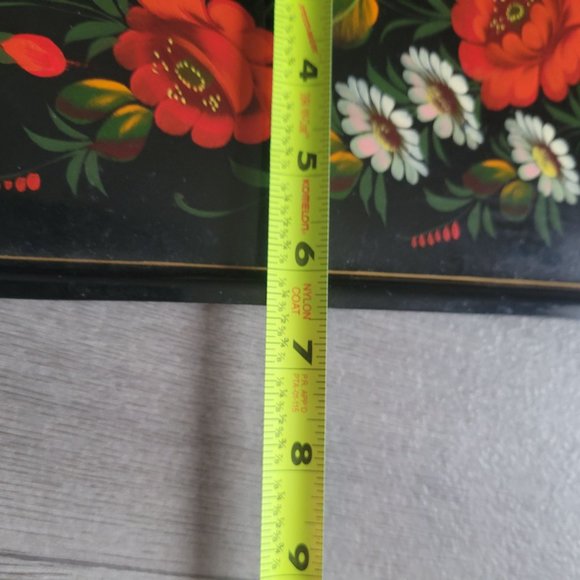 Vintage Handpainted USSR Metal Tray With Floral Design - Picture 7 of 7